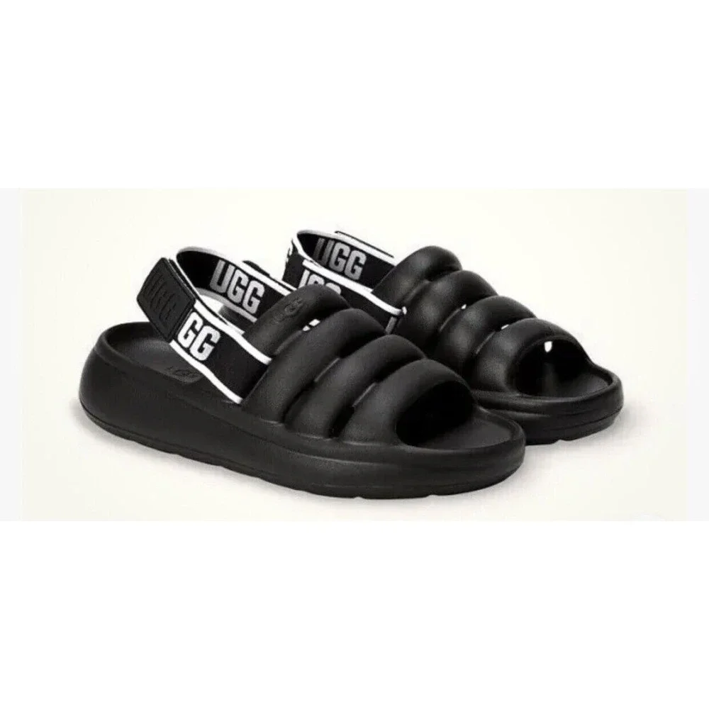 UGG‎ Toddlers Sport Yeah Sandals Black Toddler Kids Size 13 Black W/ B/W Strap